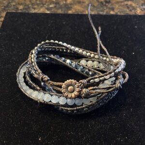 Elegant Silver and Black Beaded Bracelet
